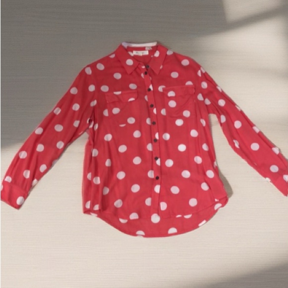 Polka dot button-down shirt